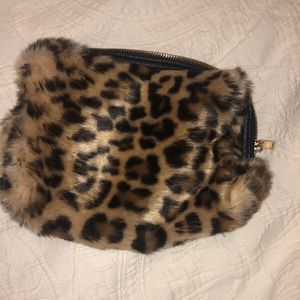 Cheetah fur makeup bag